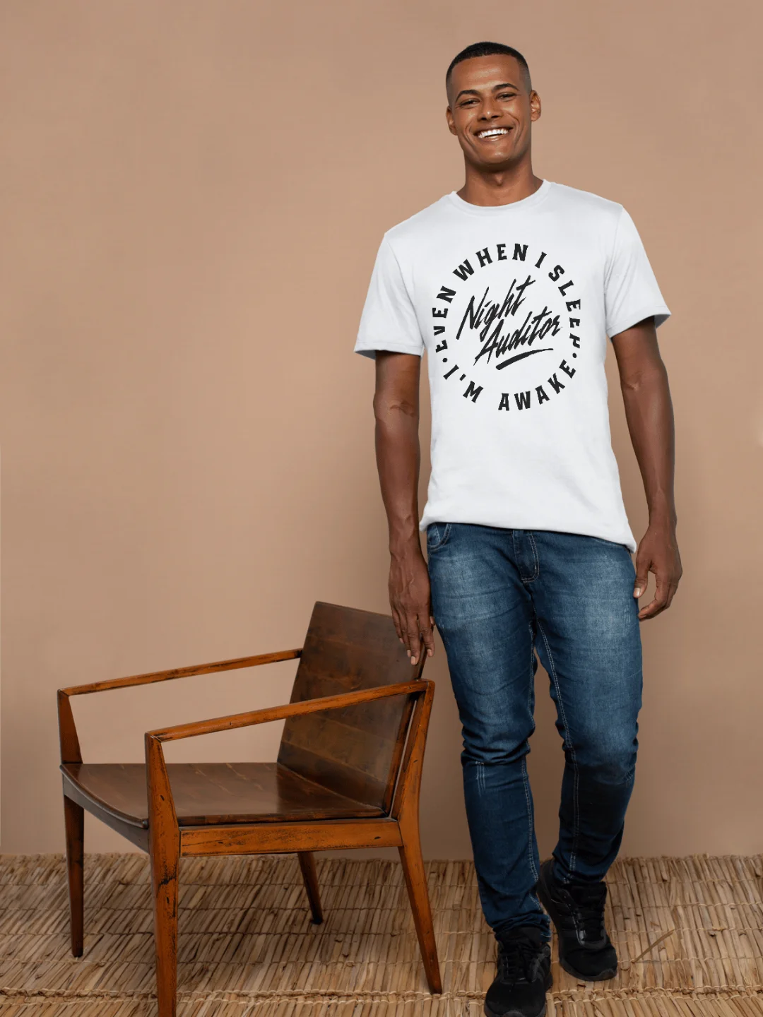 Hotel T-Shirt – Night Auditor: Even When I Sleep, I Am Still Awake (White) product image (10)