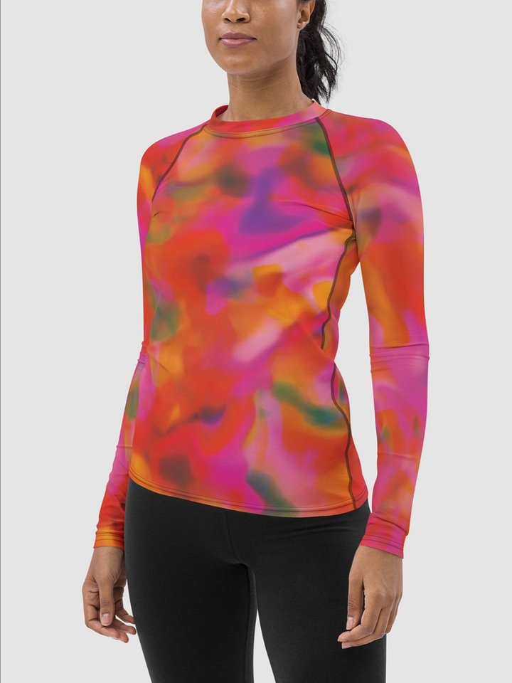 Printed Rash Guard "Trendy Vibrant Pink Orange Tie Dye" product image (2)