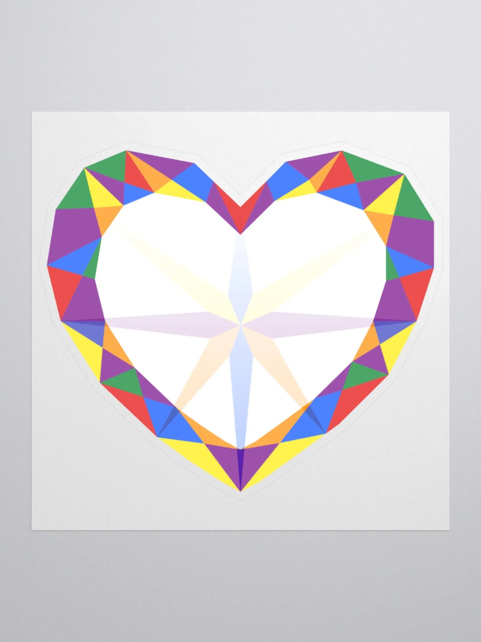 Crystal Pride Heart (Bold Rainbow Design) Cut Sticker product image (1)