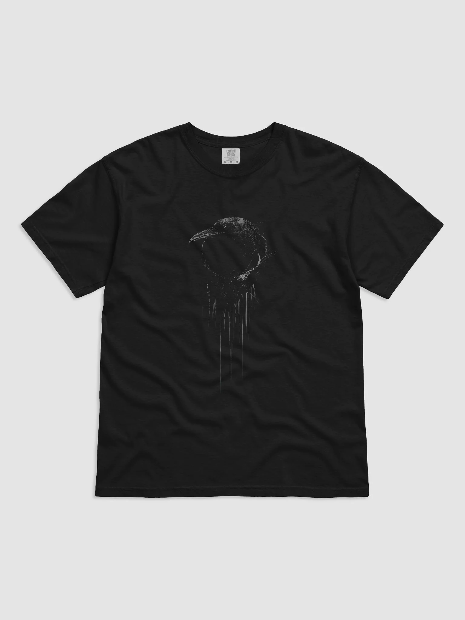 Black Raven Moon Drip Black Short-Sleeve Graphic T-Shirt product image (1)