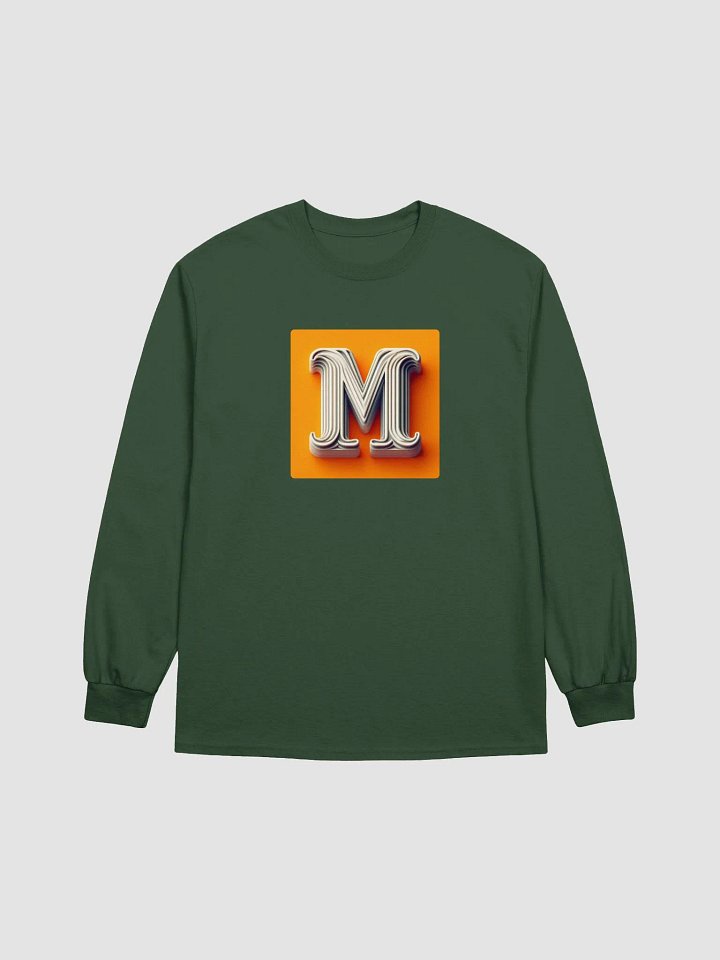 Intricate 3D Letter 'M' Long Sleeve Tee |Ai Design initial M product image (1)
