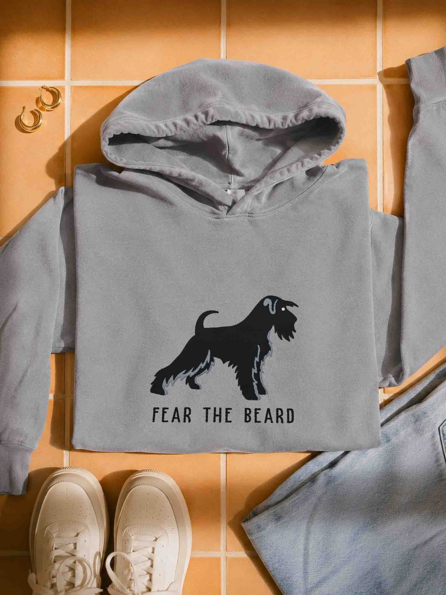 Fear the Beard Premium Hoodie (Embroidered) of a Miniature Schnauzer(Black) product image (1)