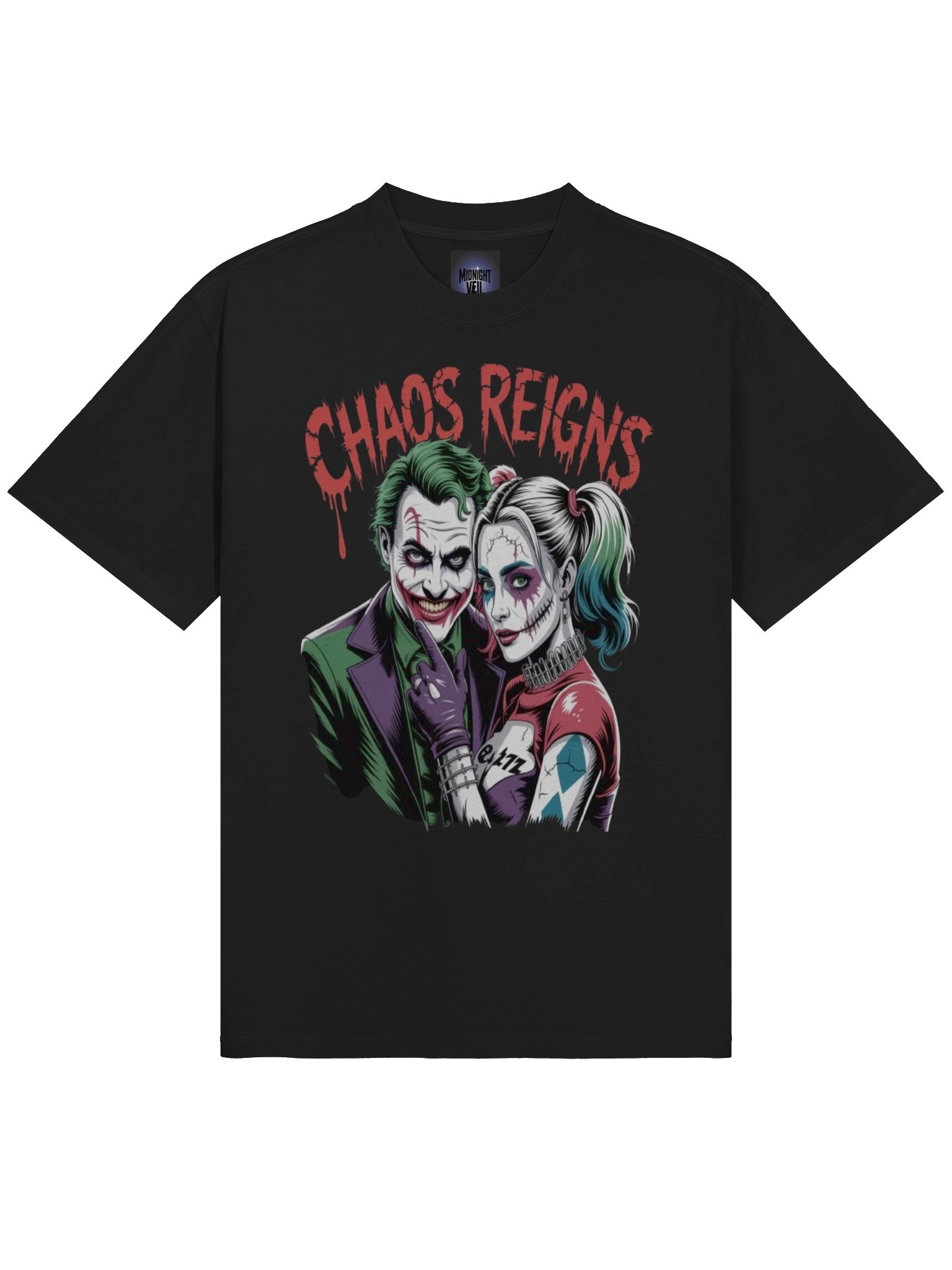 Joker & Harley Quinn 'Chaos Reigns' Oversized Faded T-Shirt product image (5)