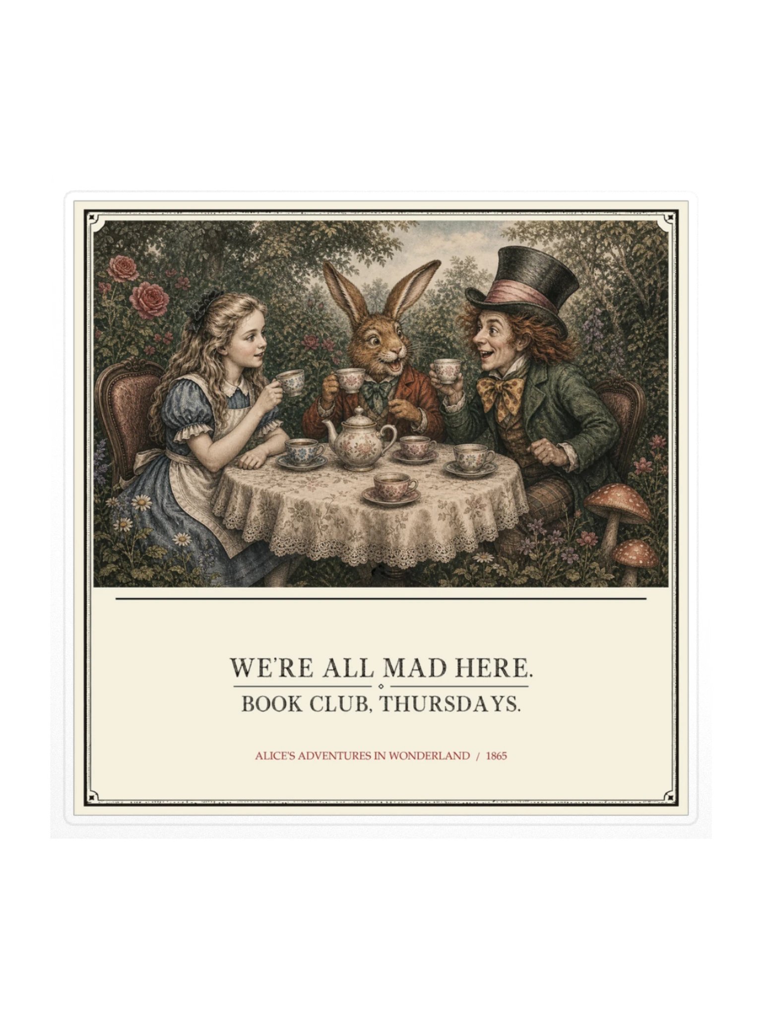We Re All Mad Here Book Club -- Alices Adventures in Wonderland Sticker product image (1)