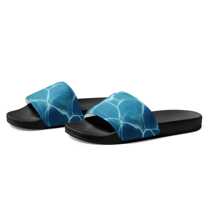 Blue aqua rippled men slides product image (2)