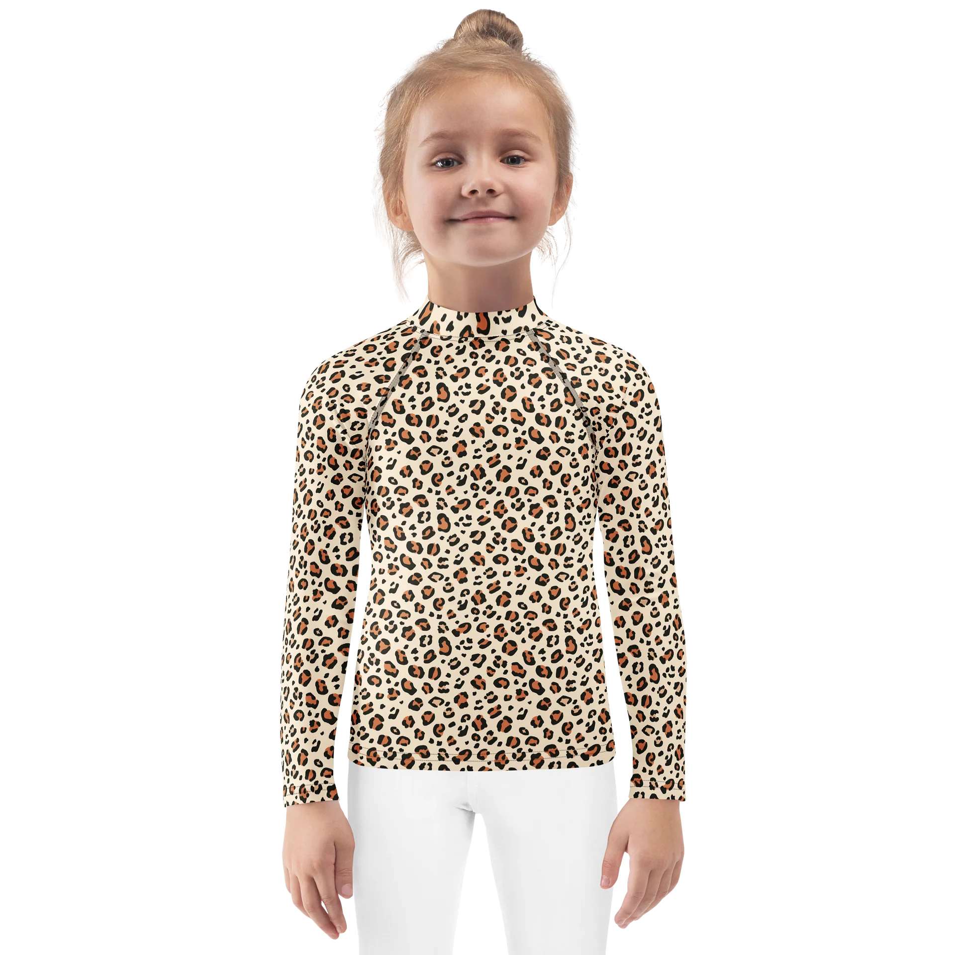 Bold Brown Leopard Skin Print Kids Rash Guard product image (1)