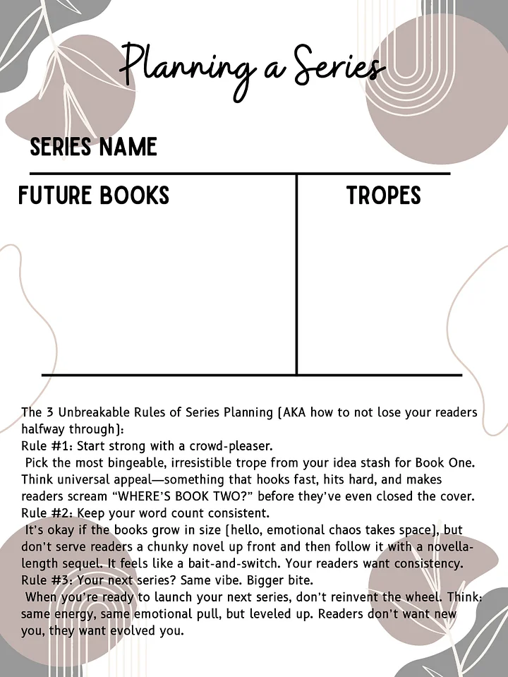 Planning A Series Worksheets + Newsletter Help product image (2)
