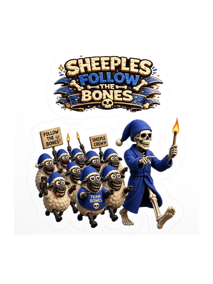 ''Sheeples Follow The Bones'' Kiss Cut Stickers product image (1)