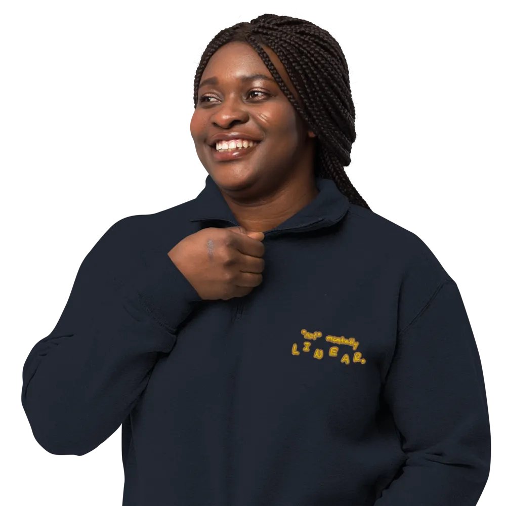 *not* mentally linear. (honey design) embroidered quarter zip product image (3)