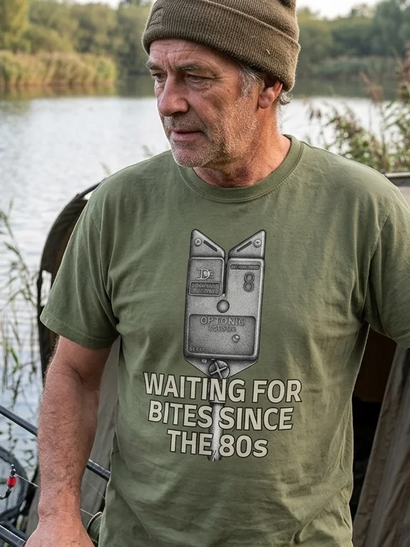 Optonic Bite Alarm "Waiting For Bites Since The 80s" T-Shirt product image (1)