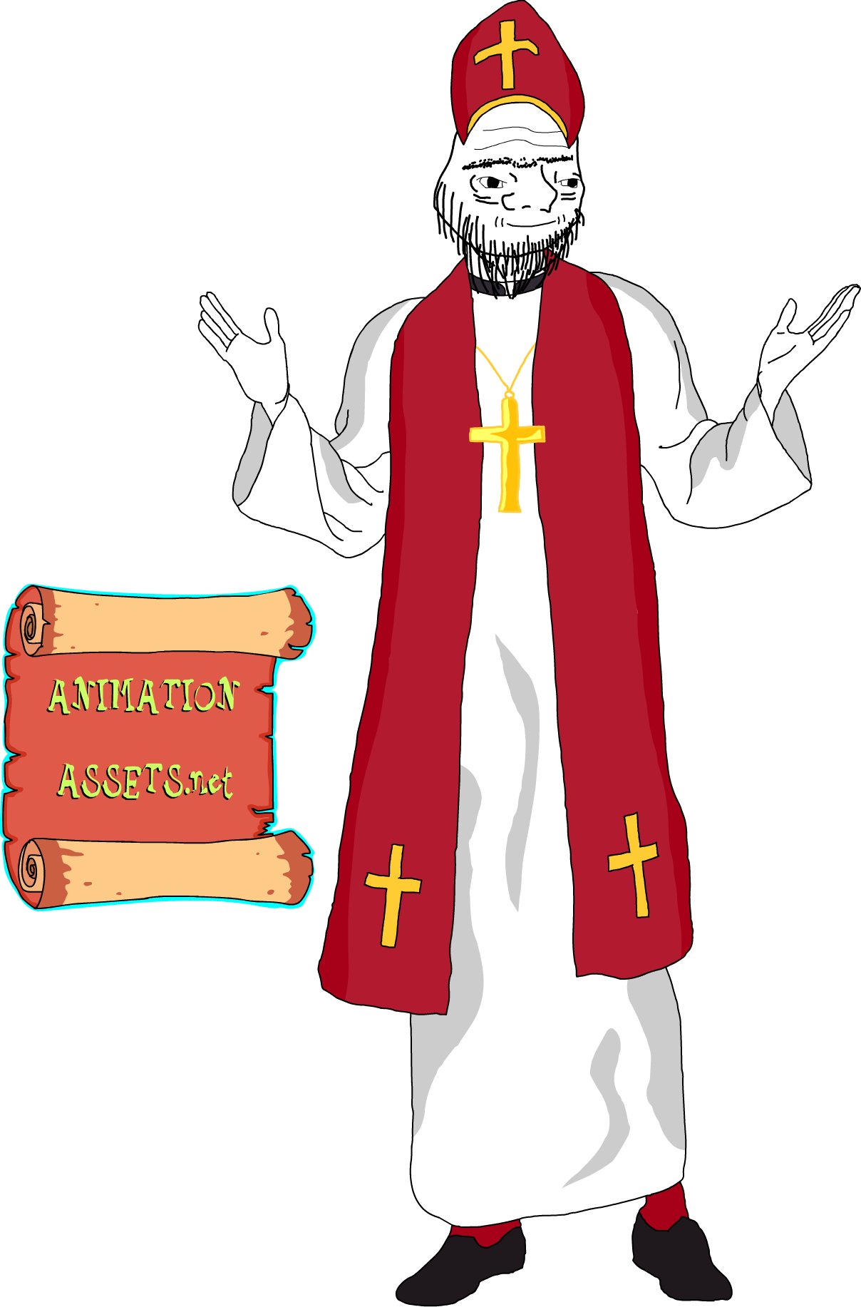 Talking Beckoning Red White Priest | Adobe animated ANA file product image (1)