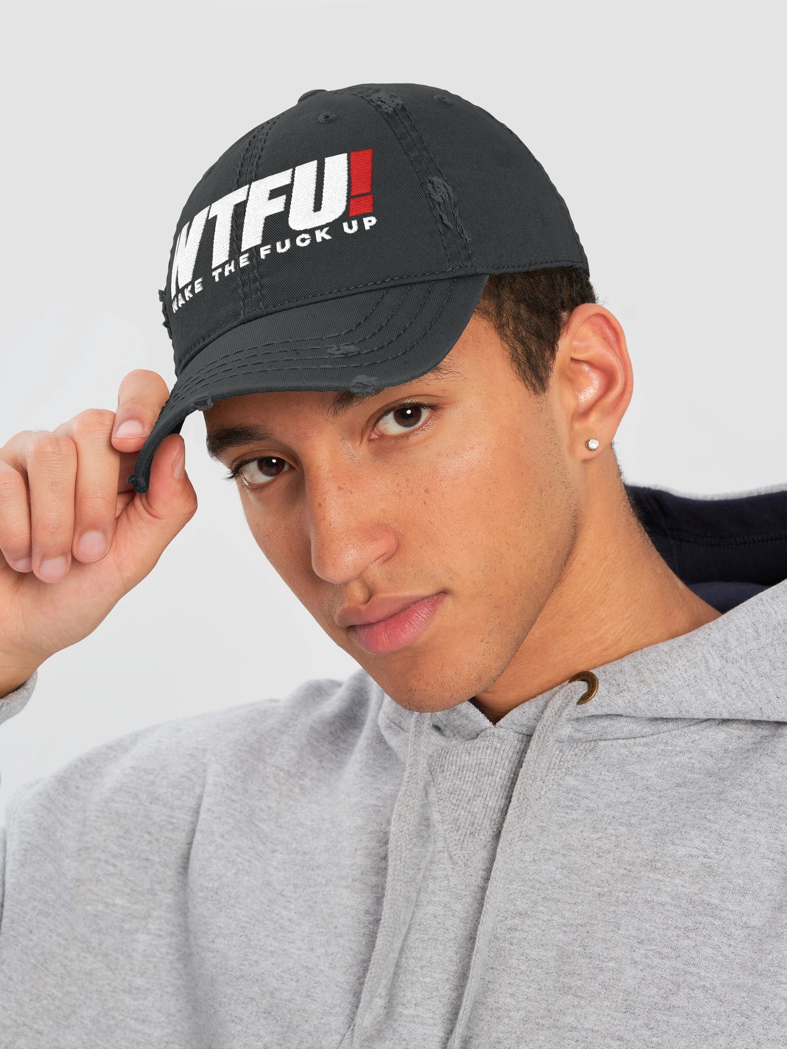 WTFU! Wake The Fuck Up Distressed Hat - Embroidered product image (5)