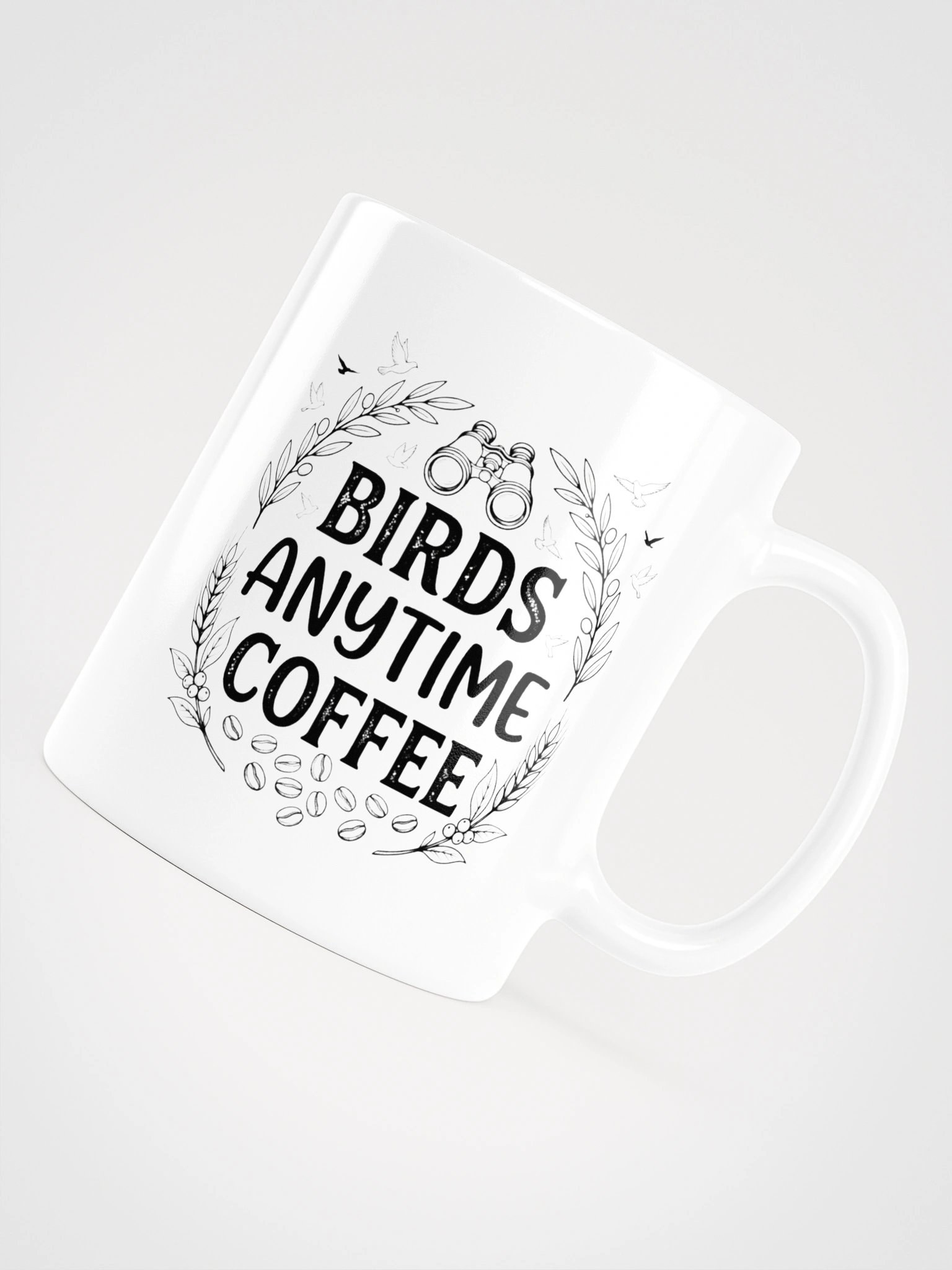 Birds Any Time Coffee Ceramic Mug – Birdwatching & Coffee Lover Gift Cup product image (3)