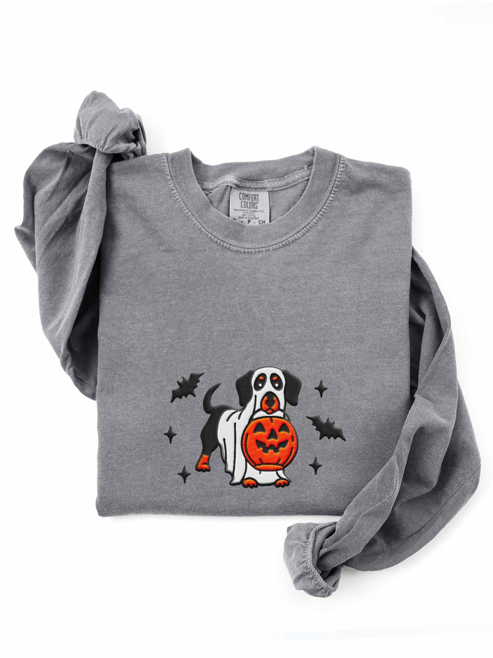 Halloween Dachshund(Black & Tan) Embroidered Long-sleeved T-Shirt product image (1)
