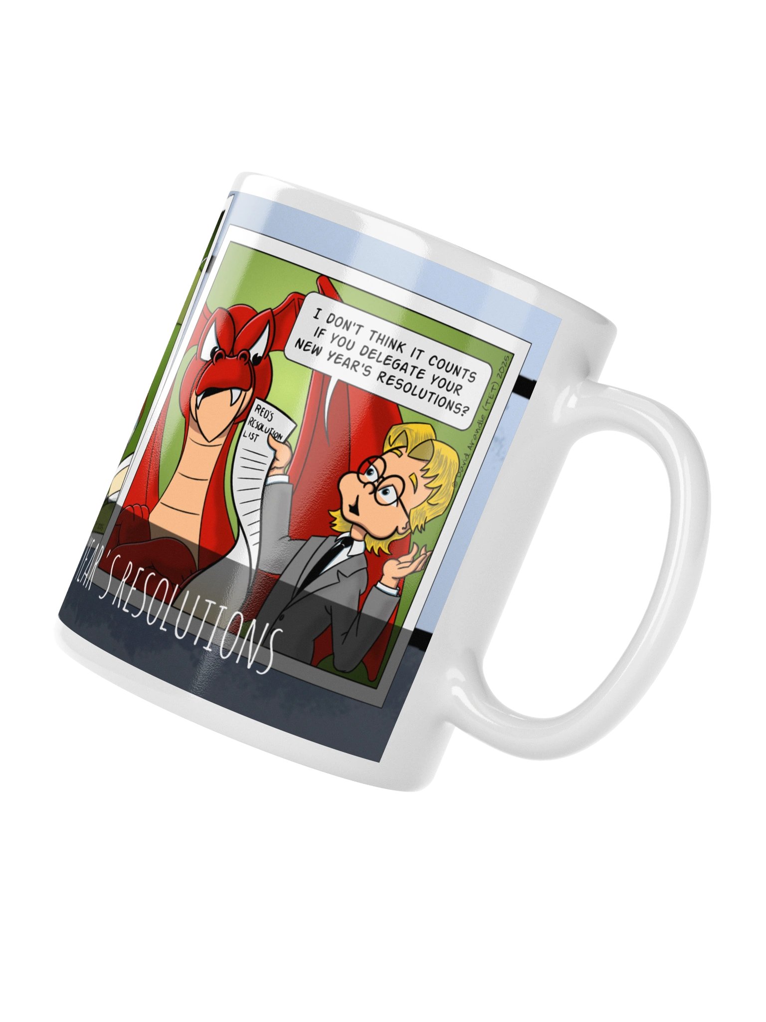 Resident Dragon Comic New Year's Resolutions Three-Panel Mug product image (4)