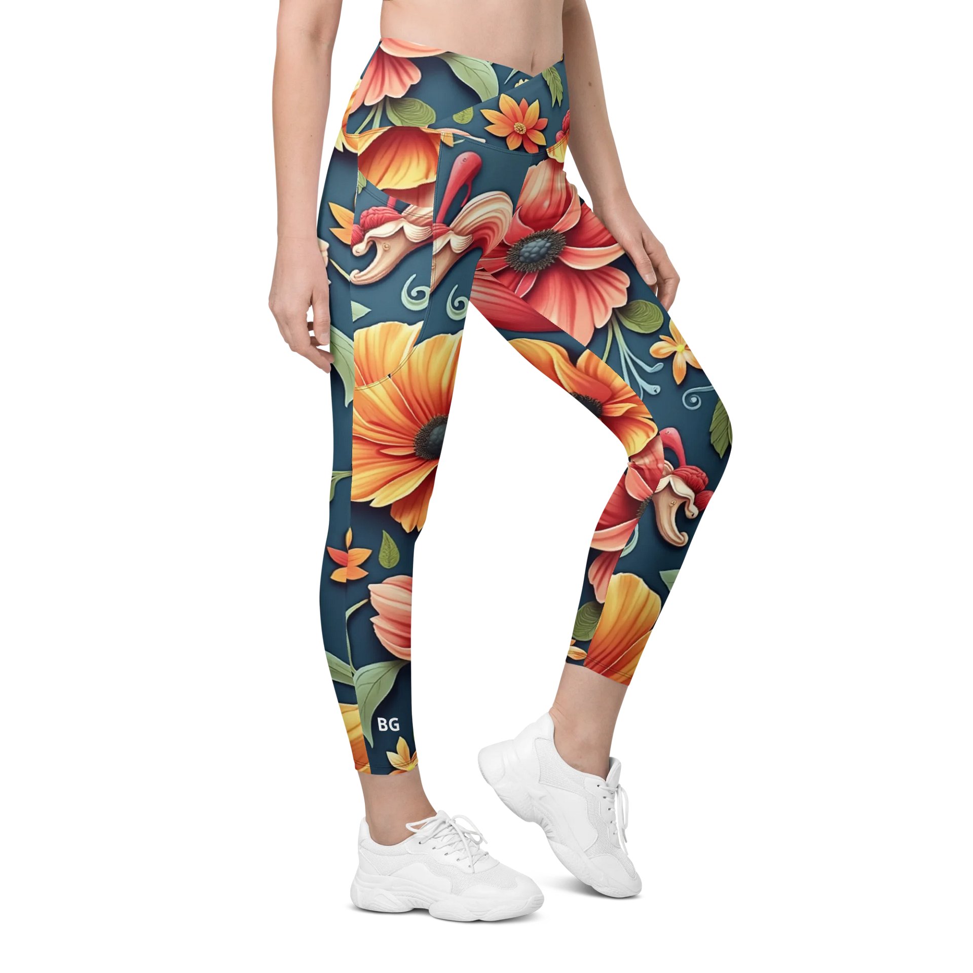 Barry Grady 'Floral Fiesta' Crossover Leggings with Pockets product image (5)