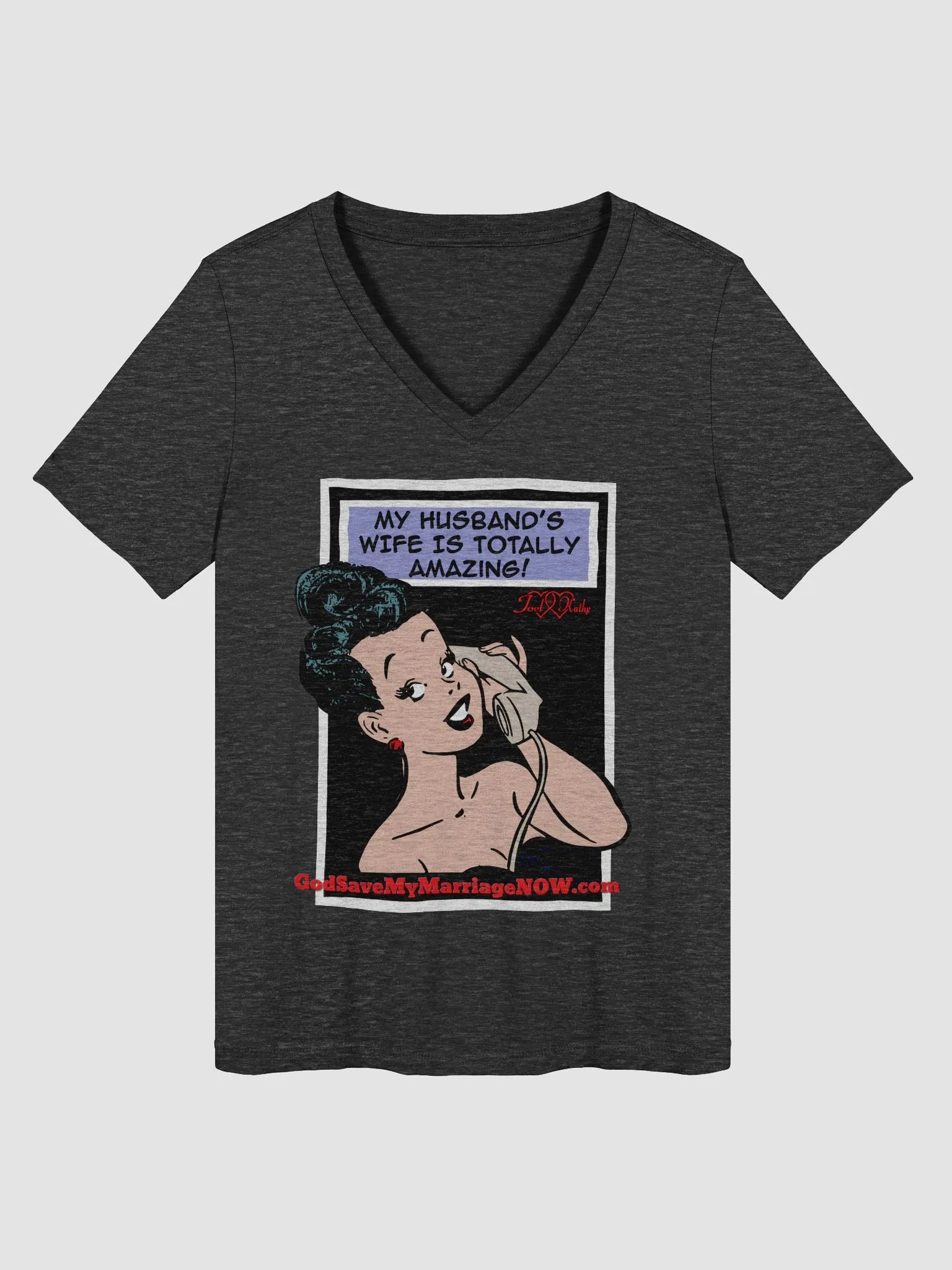 My Husband's Wife is Totally Amazing & A Happy Wife is a Happy Life V-Neck Tee product image (4)