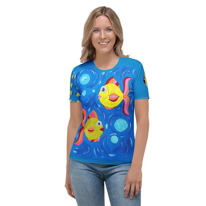 Fish style (art by Dina R.) acrylic painting picture - Womens Crew Neck T-Shirt product image (1)