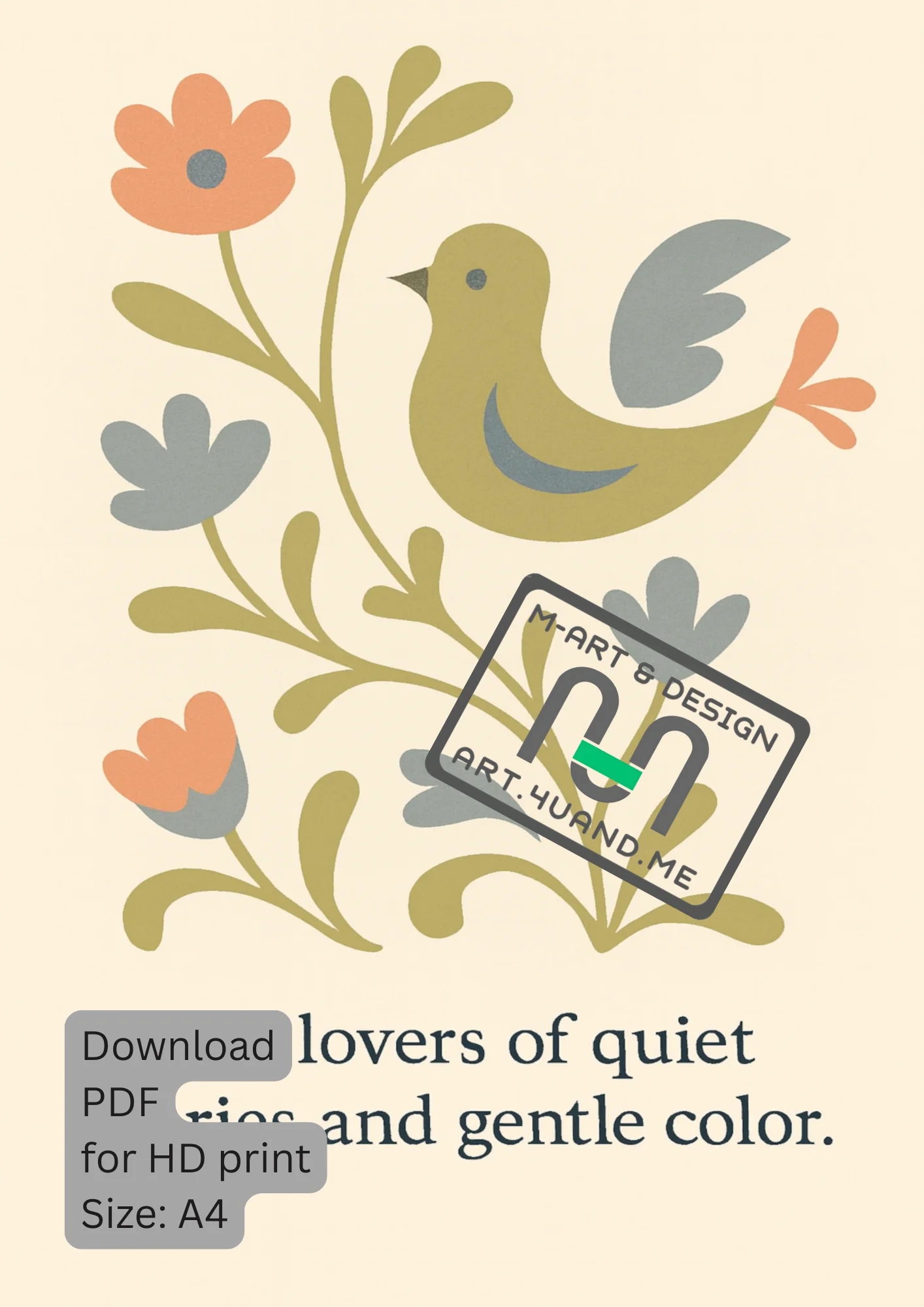 Whispering Garden Bird – A4 Art Print — Digital Product PDF file product image (1)