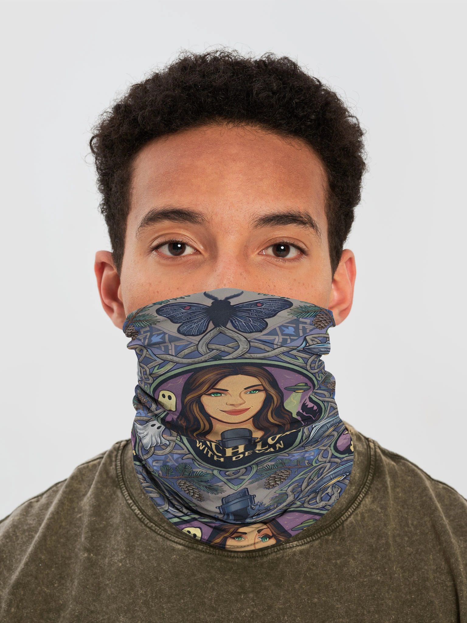 PORCH LORE DEVAN PERIWINKLE MOTH FACE MASK HEAD WRAP product image (1)