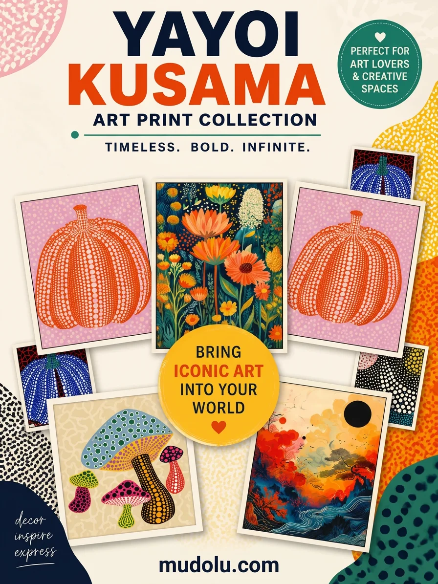 Yayoi Kusama Inspired Printable Wall Art Bundle, Japanese Abstract Poster Set, Polka Dot Gallery Wall product image (3)