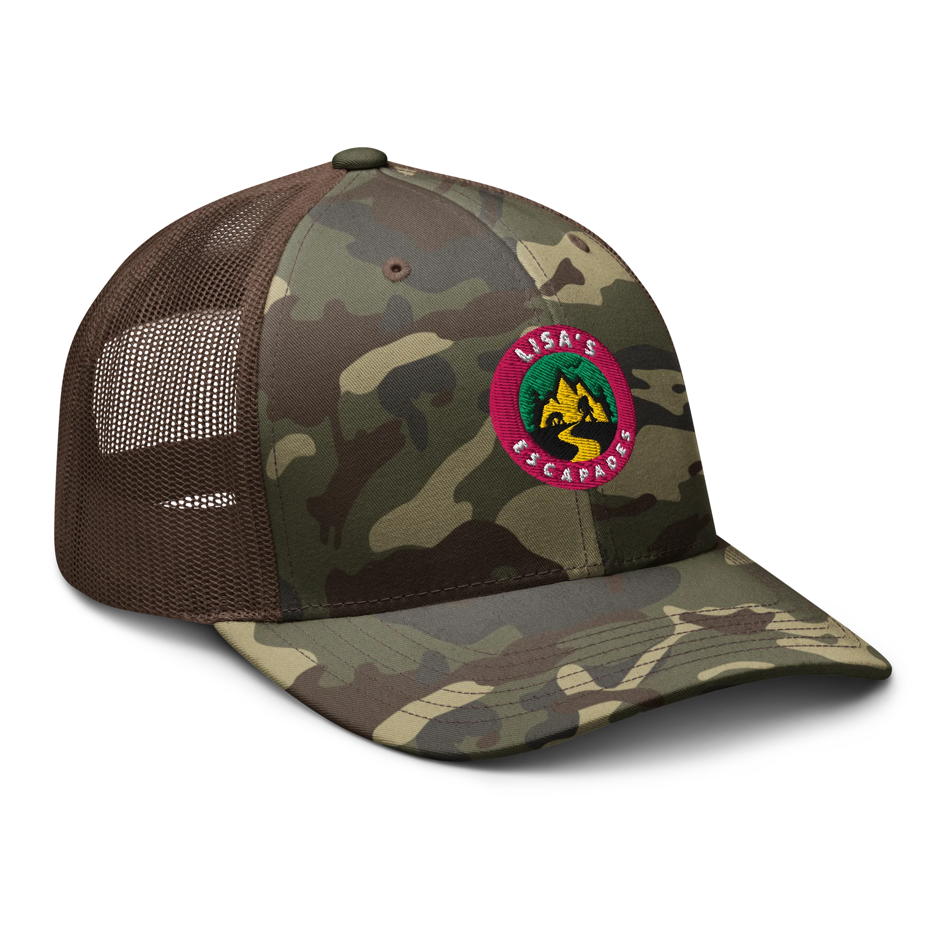 Lisa’s Escapades Adventure Logo Camo Brown Hat product image (6)