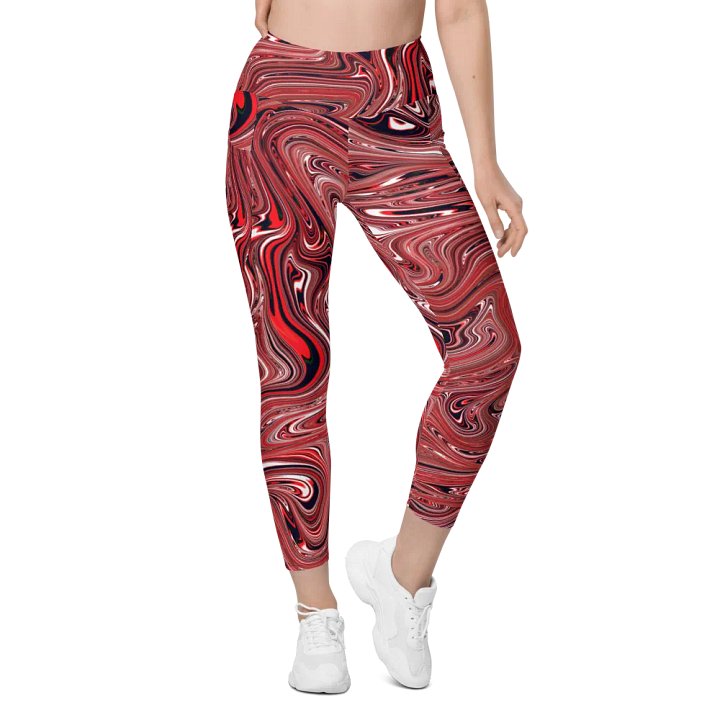 Leggings with Pockets - Brown, Black and White Fluid Swirls product image (1)