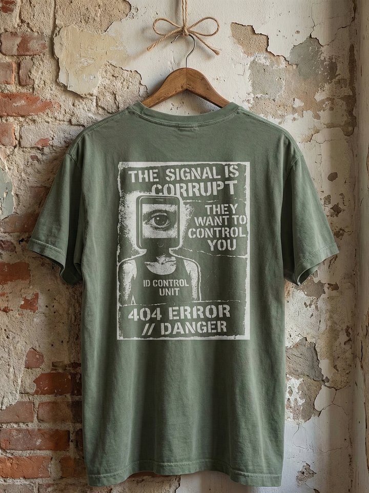 "No ID Control" // Heavyweight Vintage Tee (Back Print) product image (1)