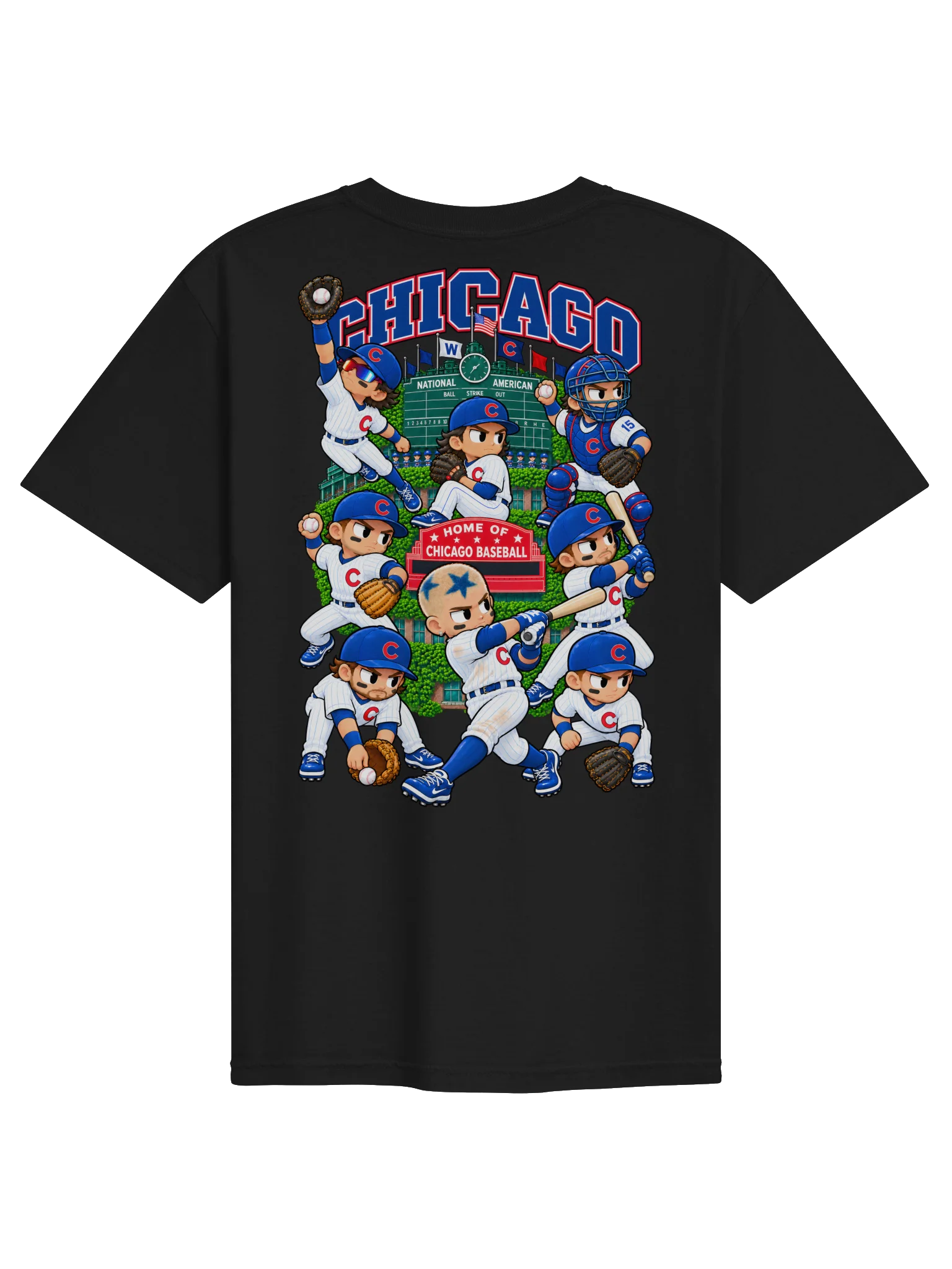 Chicago Northside Baseball 2026 Animated Player Back Print T-Shirt product image (2)