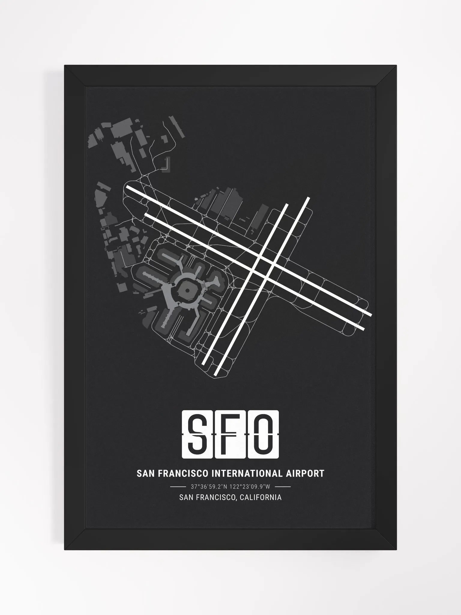 Framed Airport SFO Premium Map On Matt Paper product image (1)
