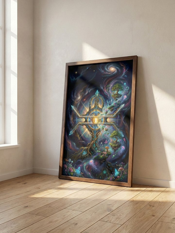 Unlock | Sacred Circuits Glyph #7 – Surreal Cosmic Gateway Art - Vertical Poster product image (2)