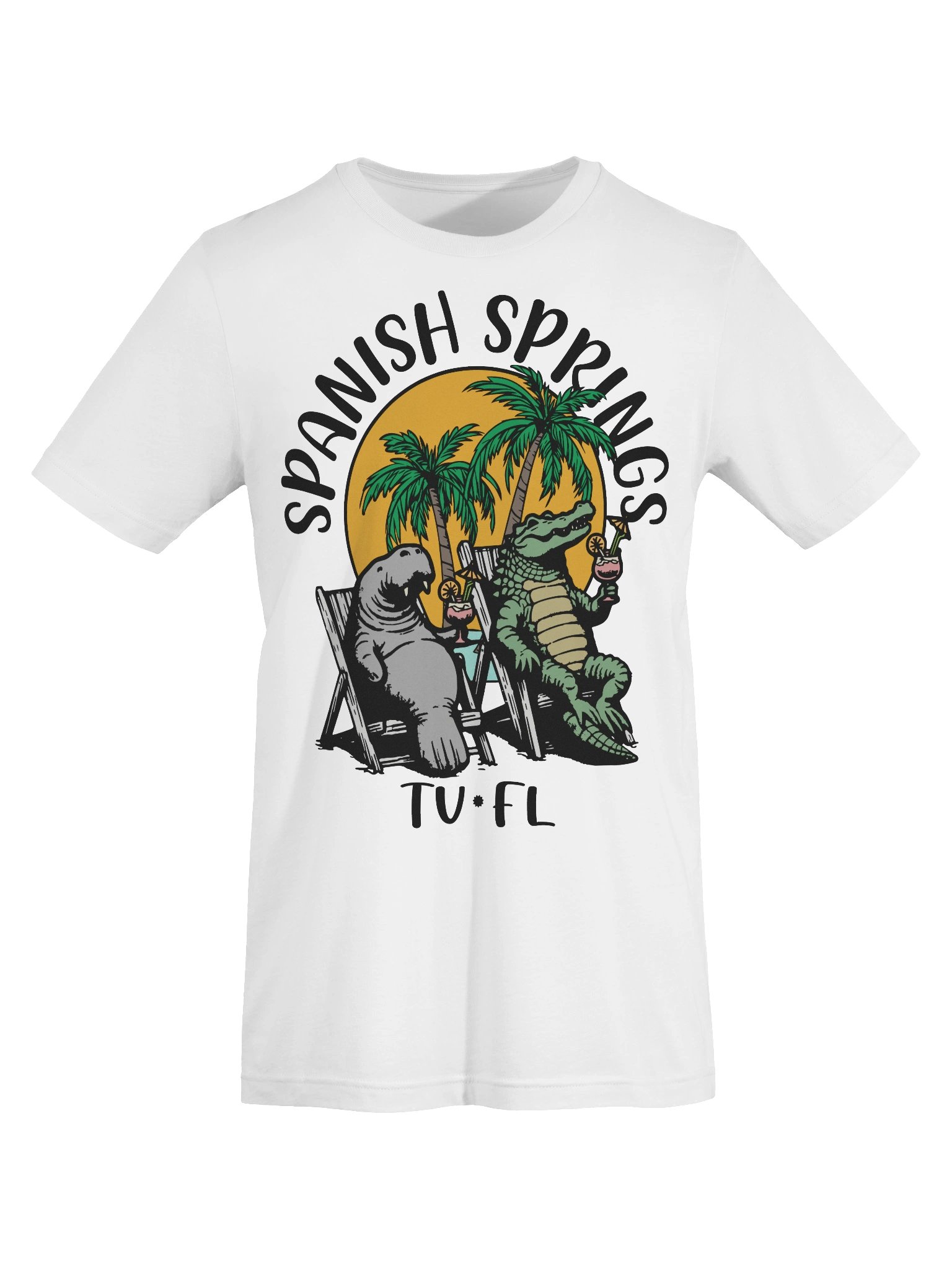 Spanish Springs TV Florida USA Fun Manatee Alligator Design T-shirt product image (42)
