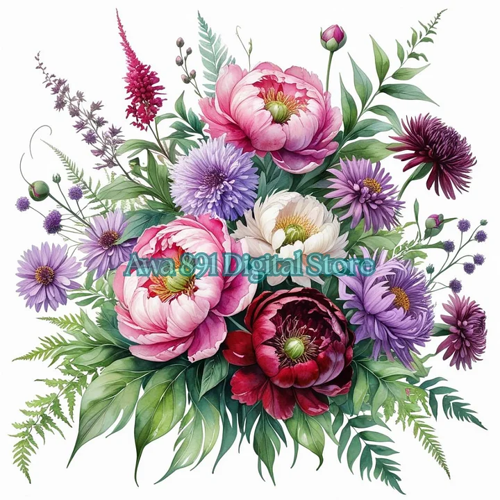 50 Watercolor Wildflower Bed Clipart - Transparent PNGs for Digital Download product image (2)