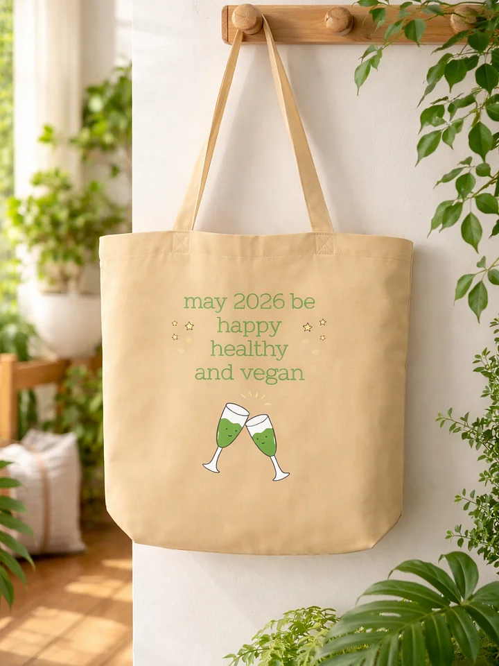 “Happy, Healthy, and Vegan 2026” Organic Tote Bag product image (1)
