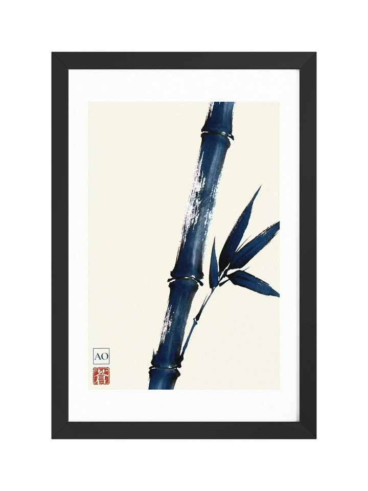 Japanese Ink Art Print | Indigo Bamboo No.06 | Framed Wall Art - AO Japan Blue product image (1)
