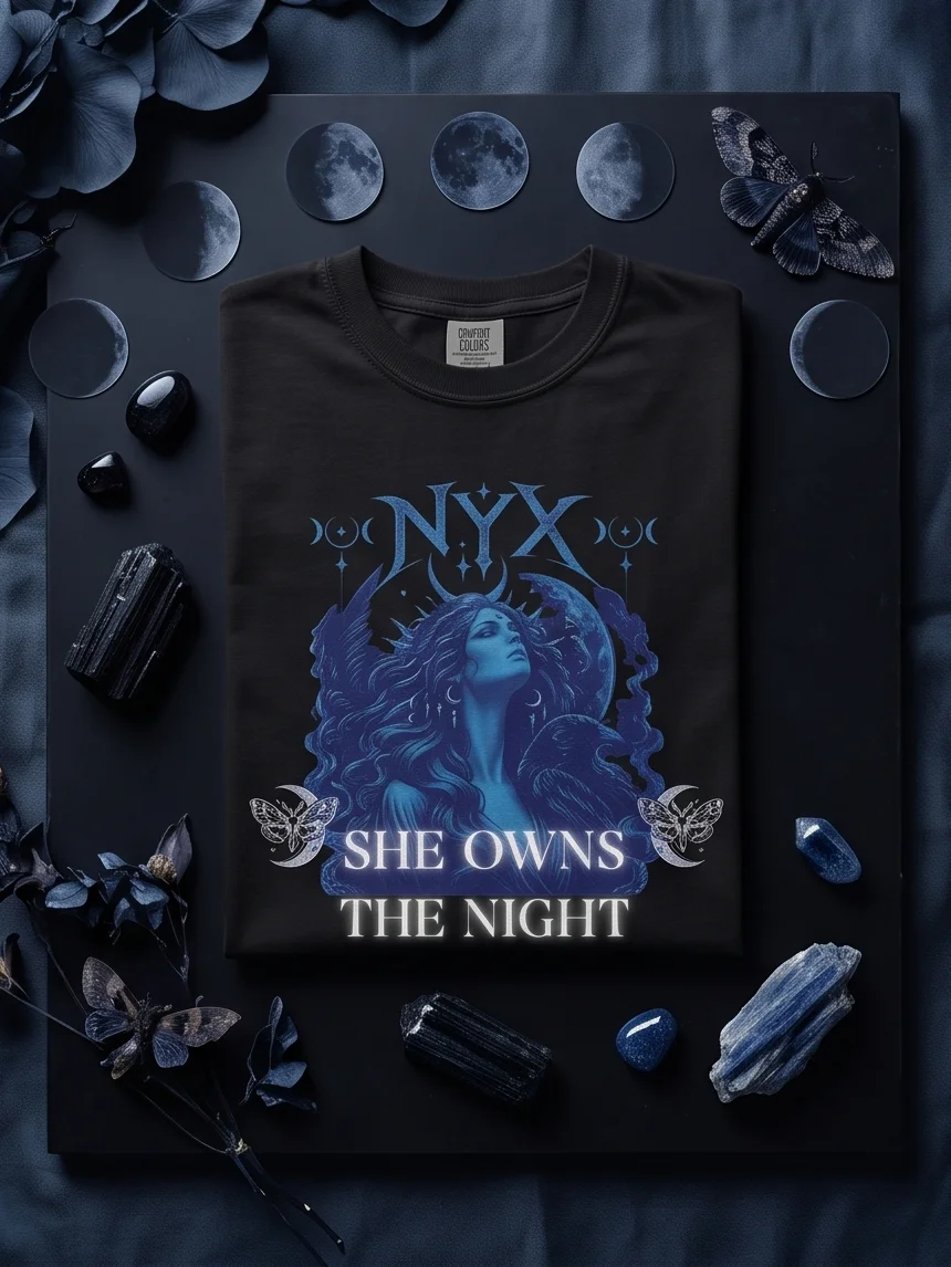 Nyx: She Owns The Night – Mystical Moon Goddess Graphic Tee product image (2)