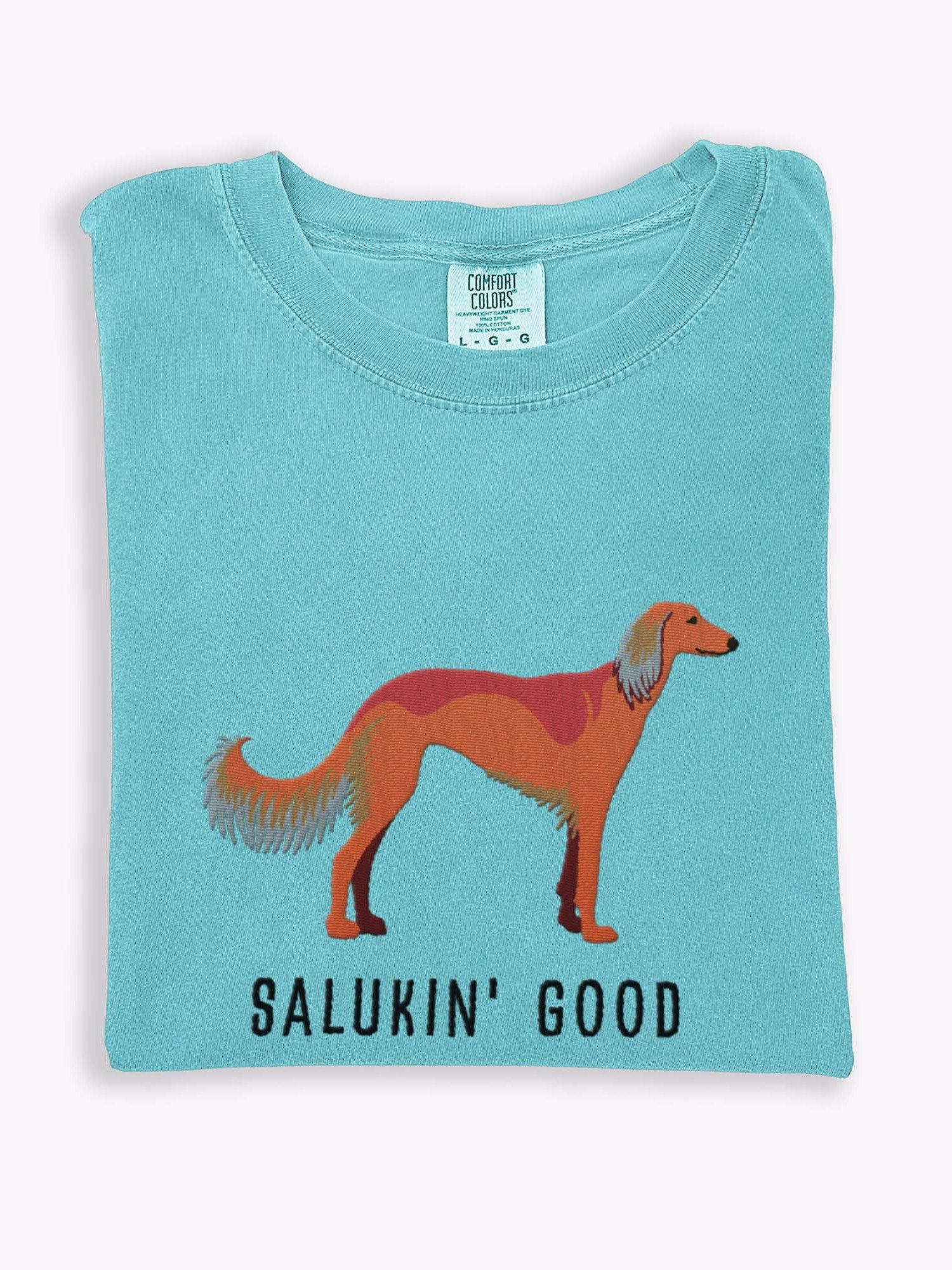Salukin' Good T-Shirt(Embroidered) of a Saluki(Red) product image (1)