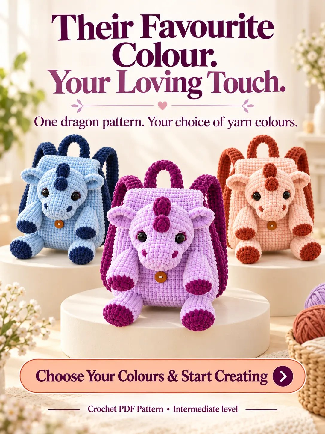Little Dragon Backpack Crochet PDF Pattern product image (4)
