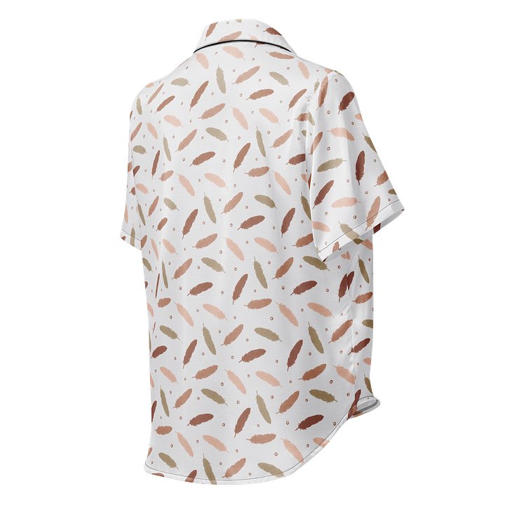 Mocha Mousse Feathers Ladies Short Sleeve Pajama Top product image (2)