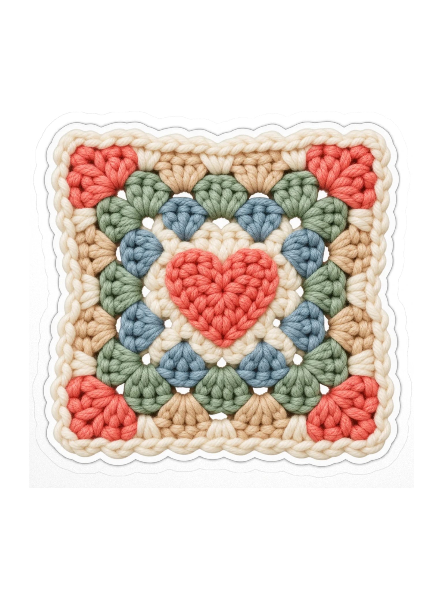 Crochet Heart Granny Square Sticker | Cute Yarn Water Bottle Decal product image (1)