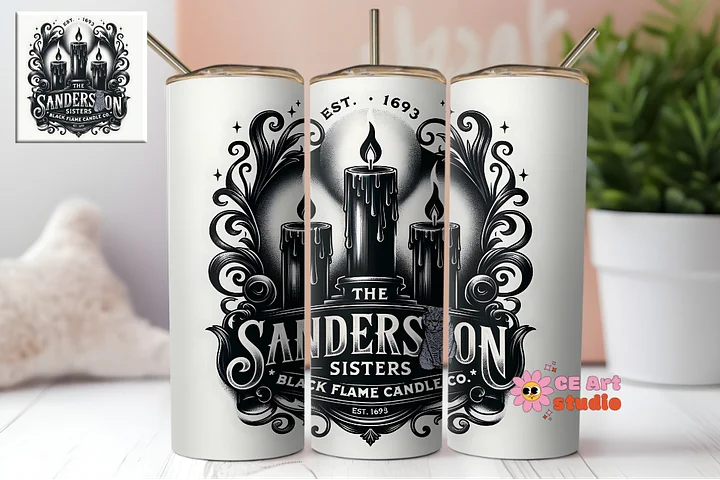 Black Flame Candle Tumbler Wrap PNG product image (1)