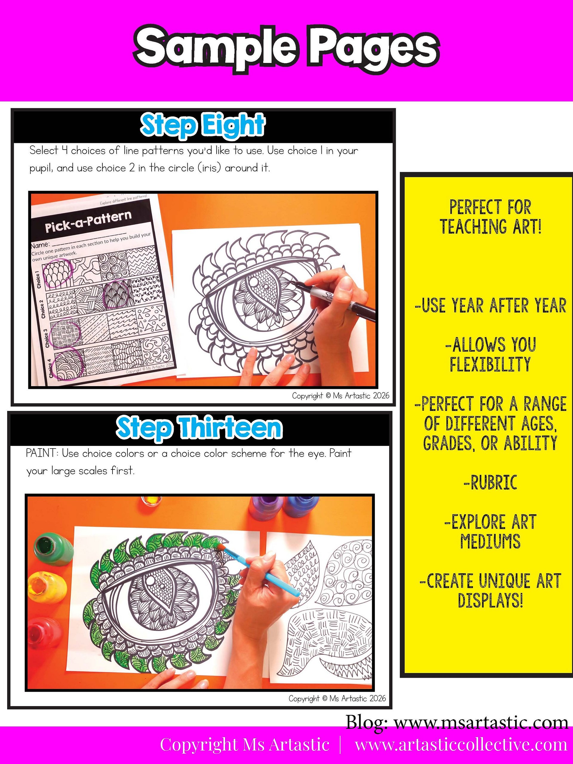 Dragon Eye Art Lesson Element of Art Line 5th Grade Line Art Project Dragon Art product image (7)