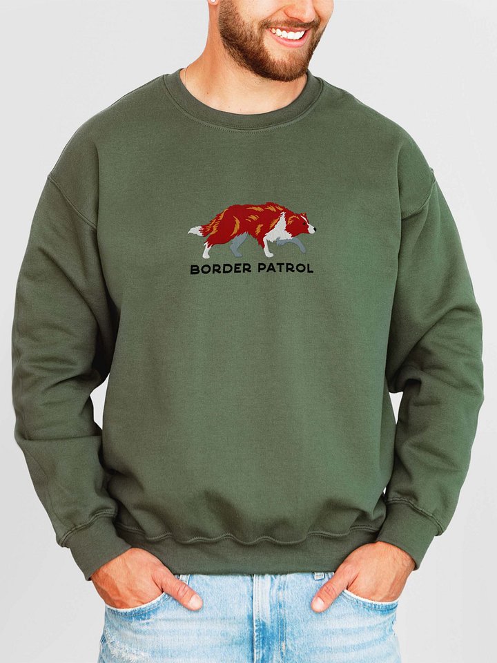 Border Patrol Sweatshirt (Embroidered) of a Border Collie(Red & White) product image (2)