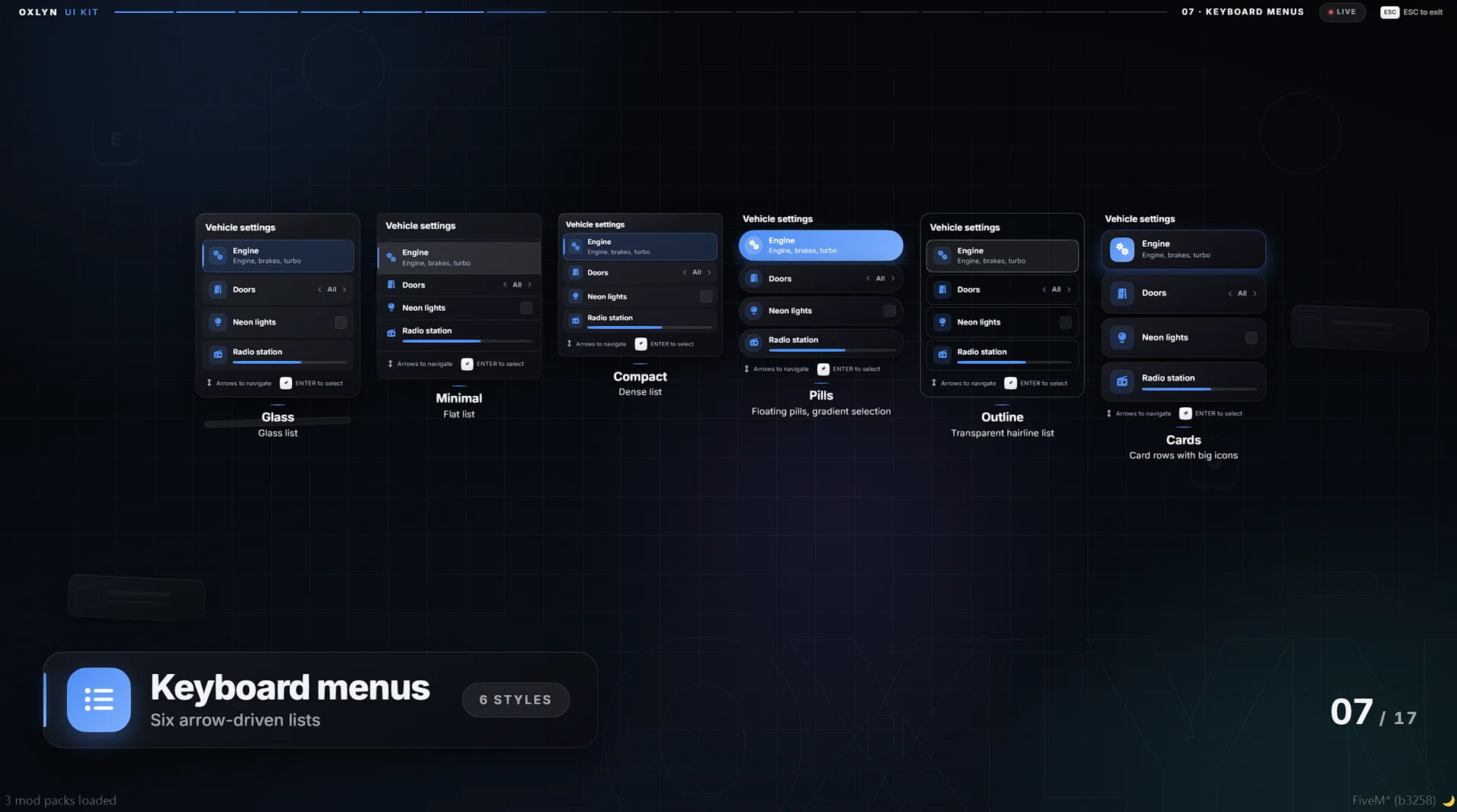 FiveM UI Kit | 137+ Styles, Not Just One | 17 Components, 12 Themes | ESX, QBCore, QBox product image (2)