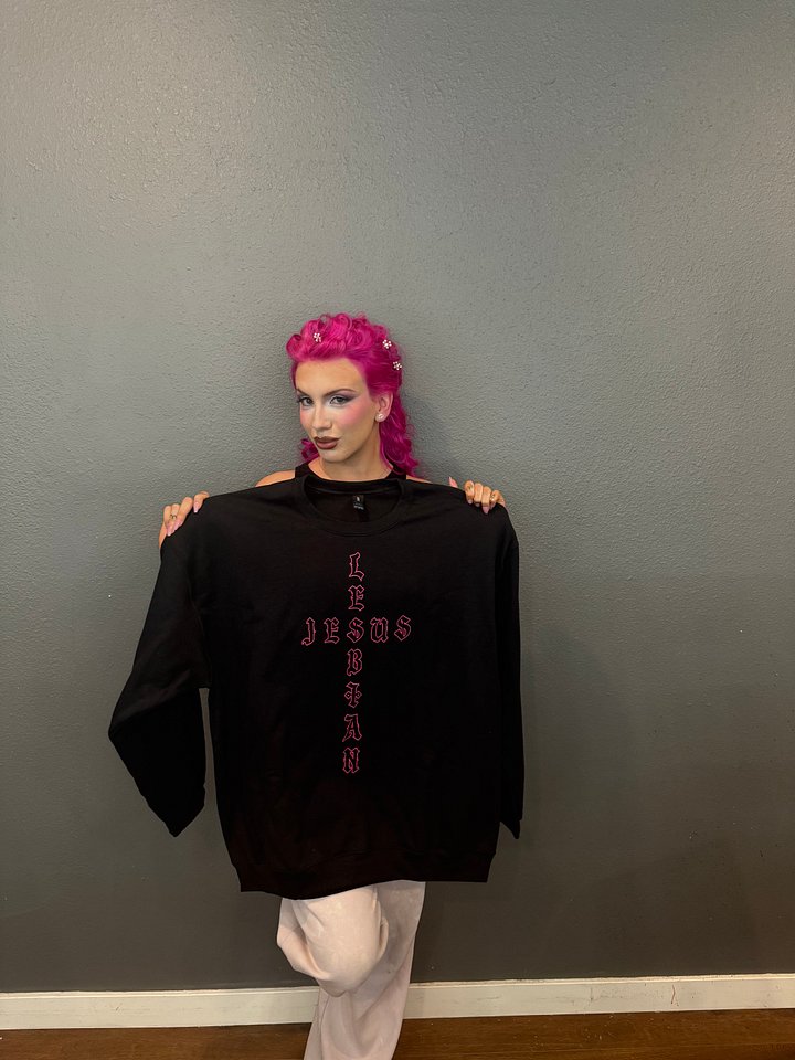 Lesbian Jesus Crewneck - Black product image (1)