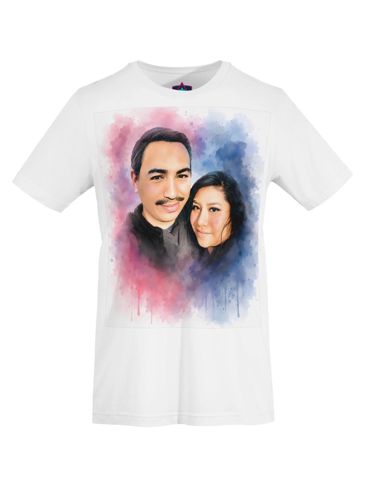 Custom Watercolor Couple Portrait T-Shirt product image (3)