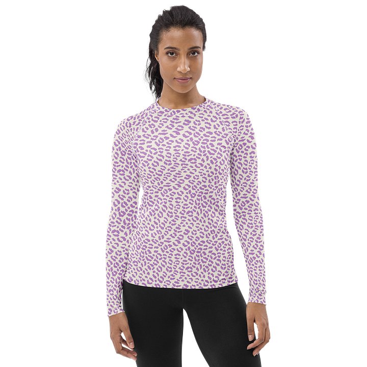Trendy Purple Leopard Print Women's Rash Guard product image (1)