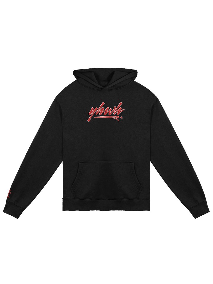 YHWH - PREMIUM OVERSIZED Embroidered Hoodie Red on Black product image (1)