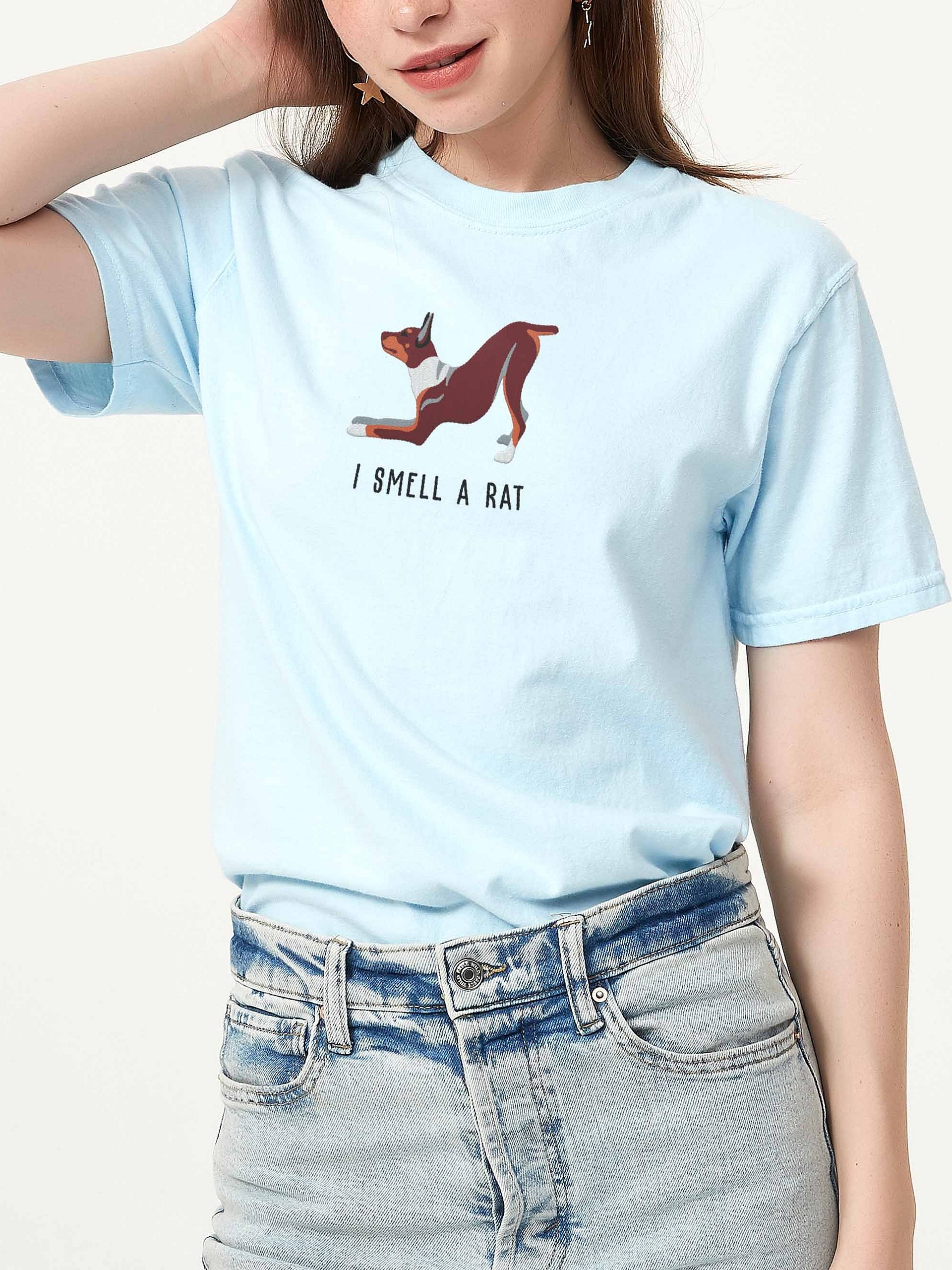 I Smell a Rat T-Shirt(Embroidered) of a Rat Terrier(Brown & Tan) product image (2)