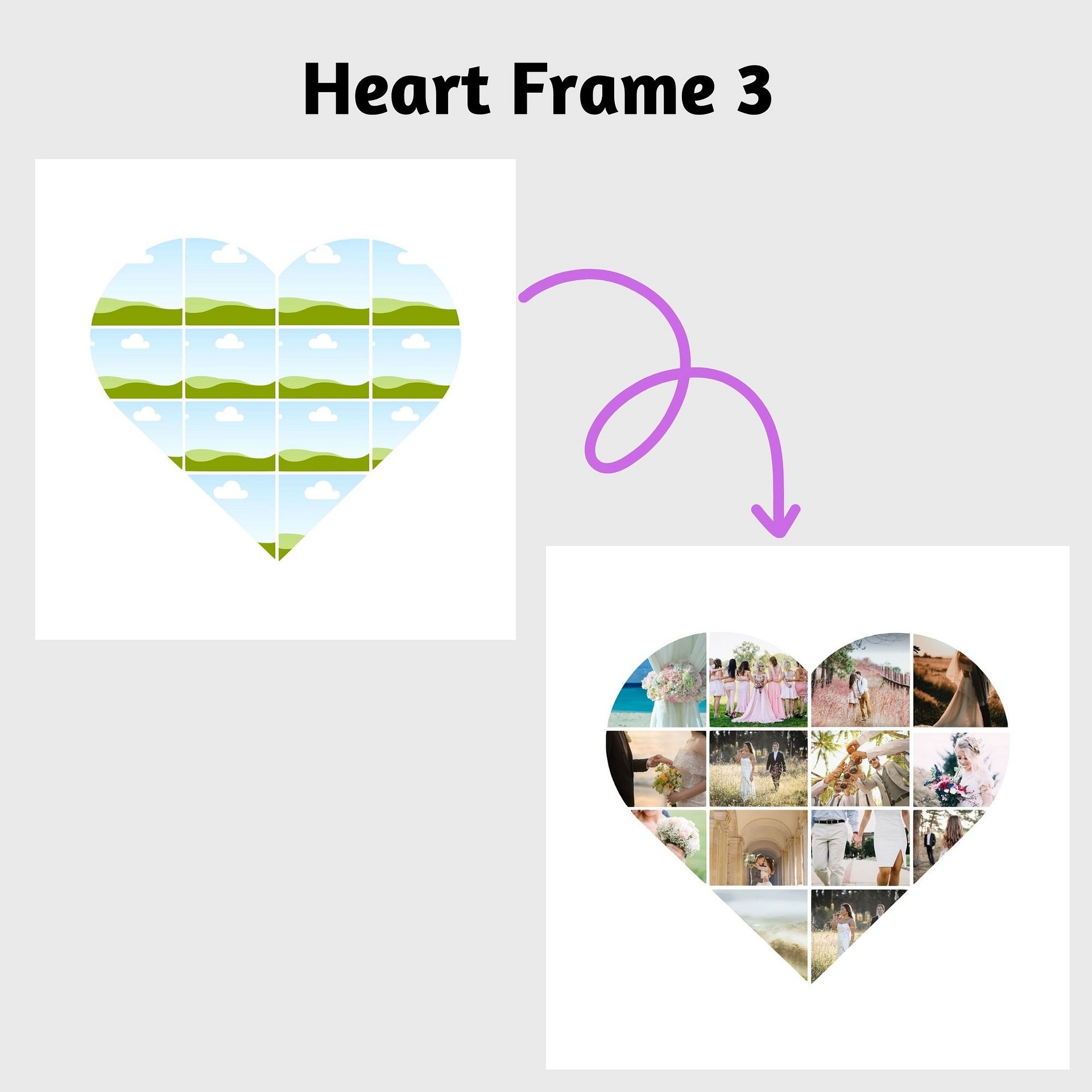 6 Heart-Shaped Photo Collage Frames Canva Templates product image (5)